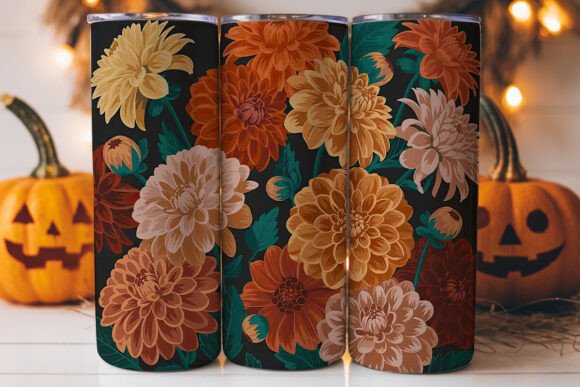Autumn Dahlia Flowers 20oz Tumbler Wrap