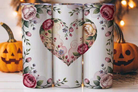 Floral Heart 20oz Tumbler Wrap