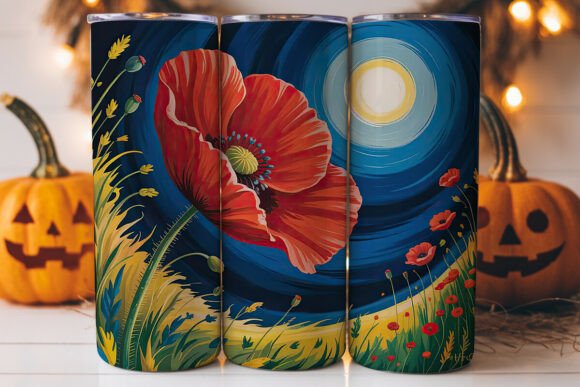 Moonlit Poppy Garden 20oz Tumbler Wrap