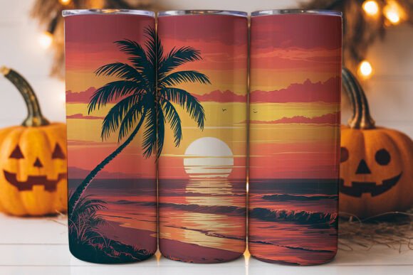 Tropical Beach Sunset 20oz Tumbler Wrap