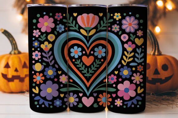 Whimsical Floral Heart 20oz Tumbler Wrap